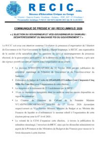 COMMUNIQUE DE PRESSE N° 001 RECIC/JMM/S.E/ 2026