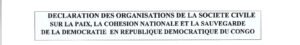 Le Réseau d&rsquo;Éducation Civique au Congo, RECIC en sigle, en synergie avec d&rsquo;autres Organisations de la Société civiles du Pays, a pris position sur les questions d&rsquo;actualité et les enjeux de l&rsquo;heure